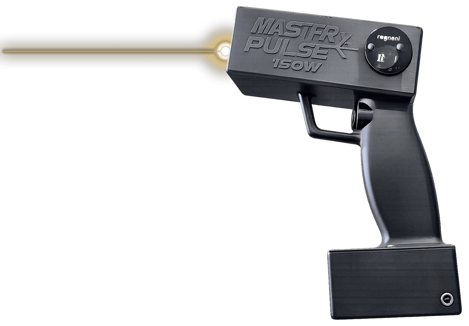 Pistola Laser Master Pulse 130W disparando um feixe de luz
